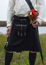 8 Yard Kilt, Schottenrock, schwarz (uni) , Taille 46 in. (XXXL) (62,17€/1Stk)
