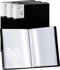 Folder with Plastic Sleeves 4 Pack 9"x12" Black Portfolio Folder for Artwork Dis