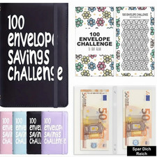 Spar-Challenge-Buch, Bargeldsparbuch mit 100 Geldtaschen Budgetplaner Geldmappe