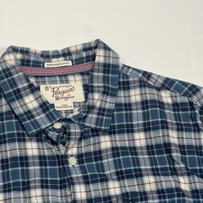 Penguin Button Shirt Men's Large Blue Plaid Heritage Slim Fit