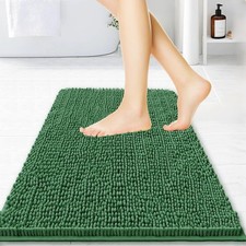 Dark Grey Bathroom Rugs - Extra Soft Absorbent Chenille Mats, Non-Slip PVC