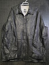Robert Comstock Genuine Leather Jacket Men's XL RC Expedition zip Black Coat