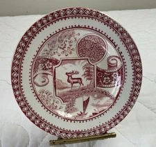 Antique Small Children’s Plate, The Stag, Chas Allentown & Sons, England, Red