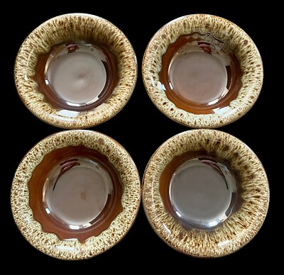Set Of 4 Vintage CANONSBURG Brown Drip 6-7/8  Coupe Soup Cereal Bowls Excellent