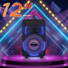 12'' Bluetooth Speaker Heavy Bass Sound System Party Speaker w/ Wireless Mic