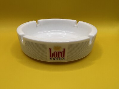 Large Ashtray Lord Extra 14.5cm Ceramic White Advertising Condition Advertising