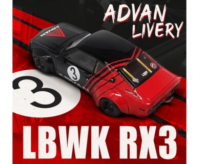 Inno64 1:64 LBWK Mazda RX3 Savanna Advan Livery Diecast Car IN64