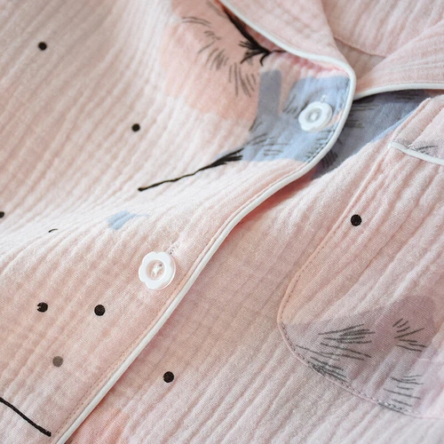 Women's 100% gauze cotton sleepwear set long sleeved sleepwear sleepwear- - Picture 14 of 34