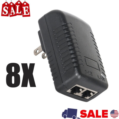 8PC POE Injector 48V 0.5A Power Over Ethernet Adapter For POE IP Camera Switch
