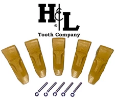 1U3202E Cat Style J200 Rock Bucket Teeth (5 Pack) + Hardware by H&L Tooth Co.