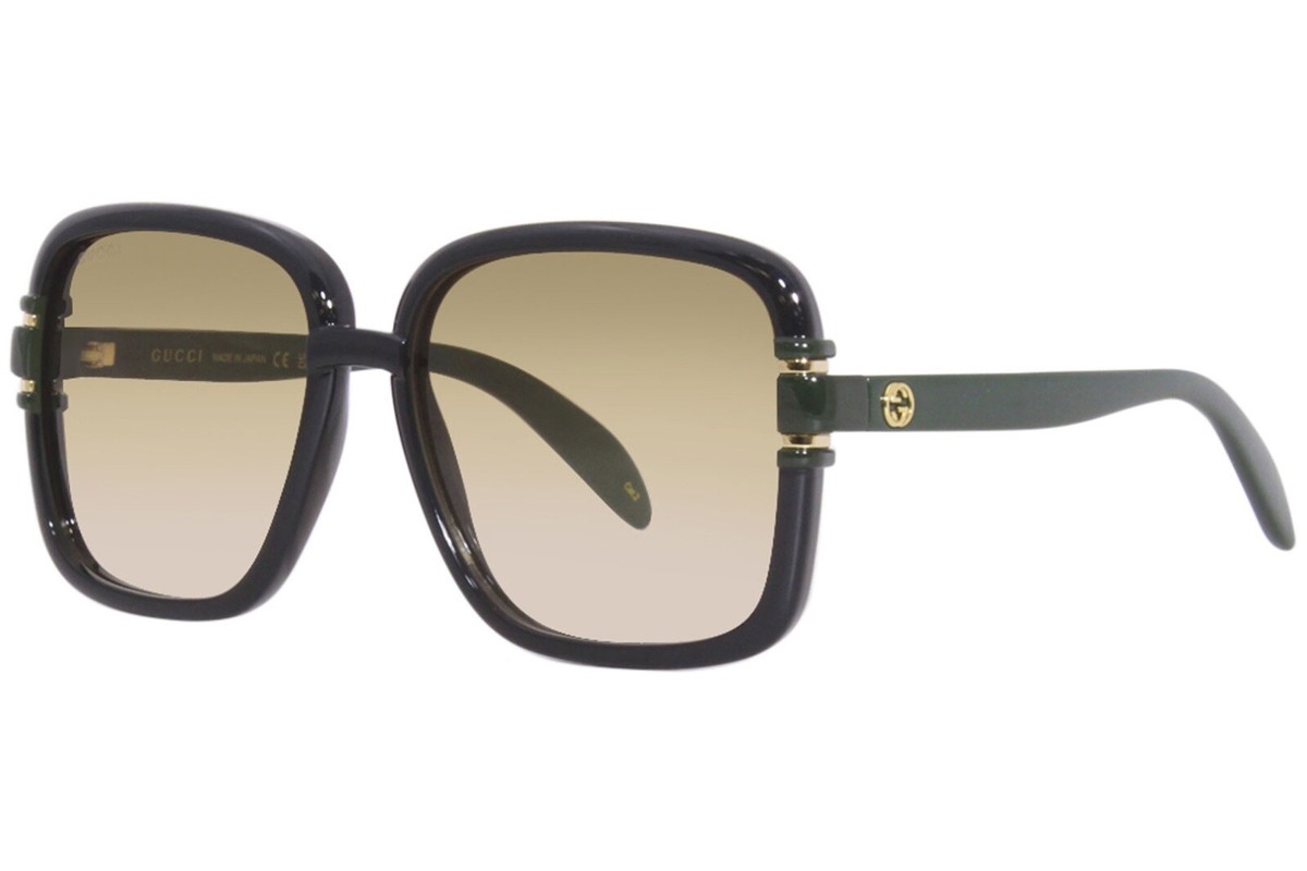 New Gucci GG1066S 003 Sunglasses Women's Black/Green/Brown
