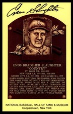 Enos Slaughter Hall of Fame HOF Plaque Postcard Auto Autograph JSA