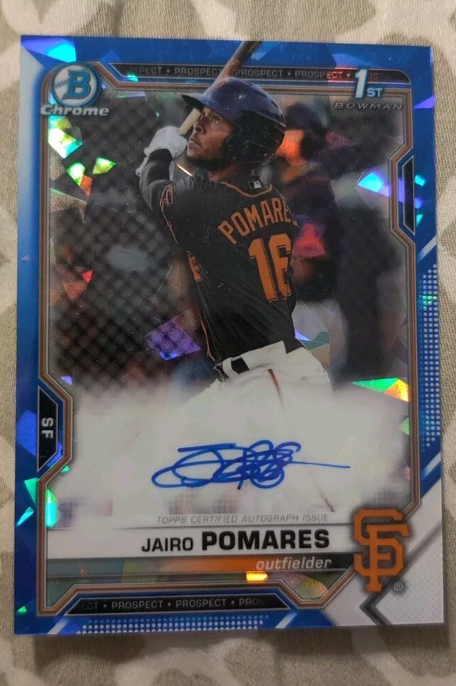 2021 Bowman Chrome Sapphire Jairo Pomares Auto Bowman 1st Giants