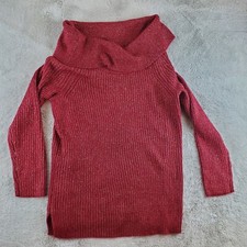 Morgan Taylor Womens Sweater Sz 2XL Large Cowl Neck Red Metalic Shimmer Shirt