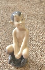 Vintage & Rare Royal Copenhagen Figurine: Faun Sitting on Stump (item no 1738)
