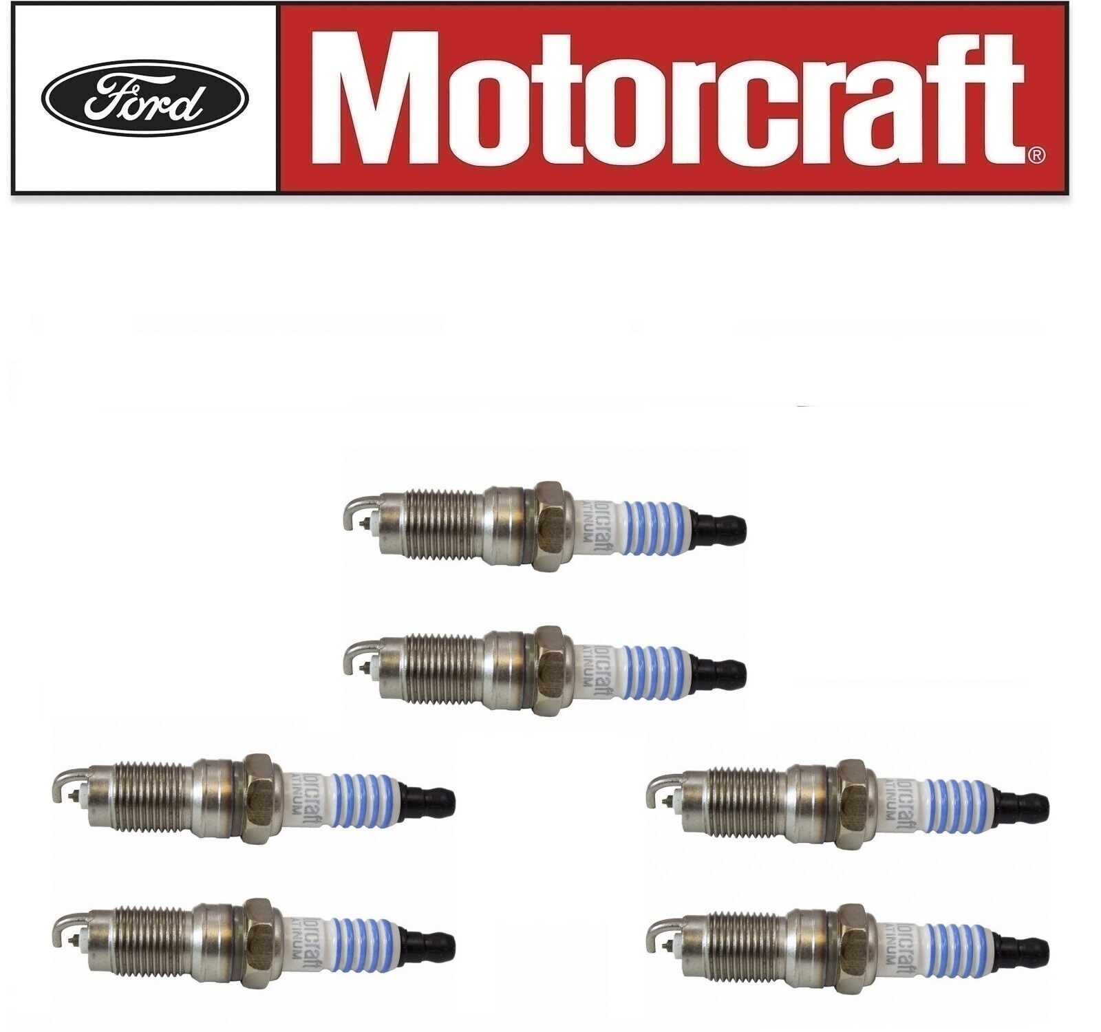Set of 6 Spark Plug Motorcraft SP-504X AGSF34FM, AGSF34FMF4 Finewire Platinum