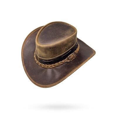 Lederhut Western Cowboy   Outdoor Hut Reiten, Wandern & Abenteuer Shadow Brown