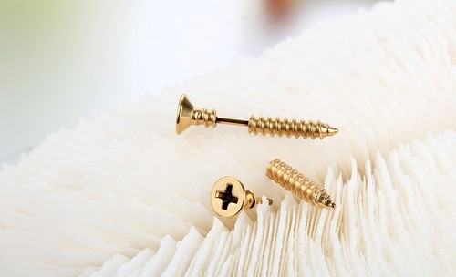 Men's Punk Hip Hop Stainless Steel Piercing Screw Earrings Spike Cross Ear Studs - Picture 12 of 22