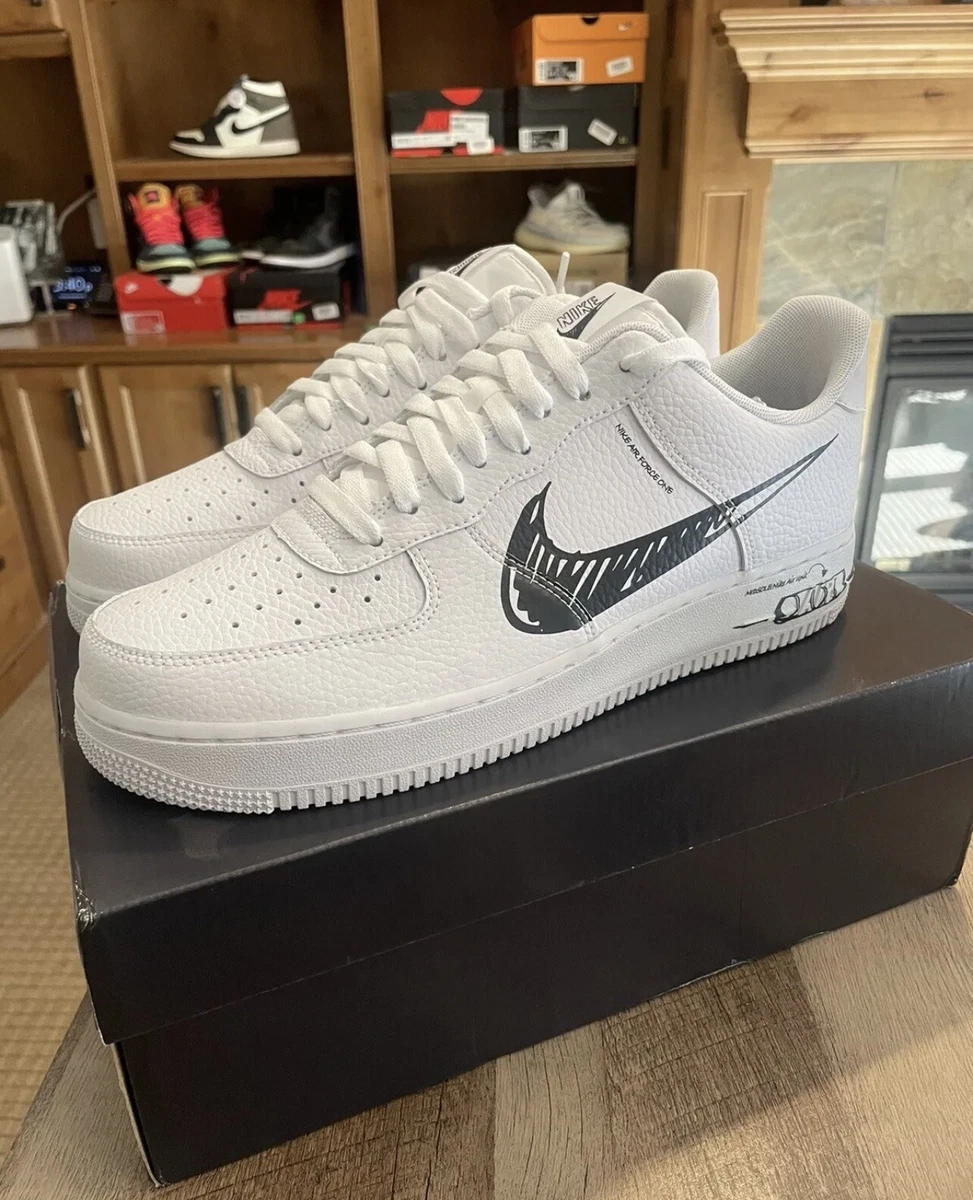 Size 10 - Nike Air Force 1 Sketch - White Black Cw7581 101 194276110928 | eBay