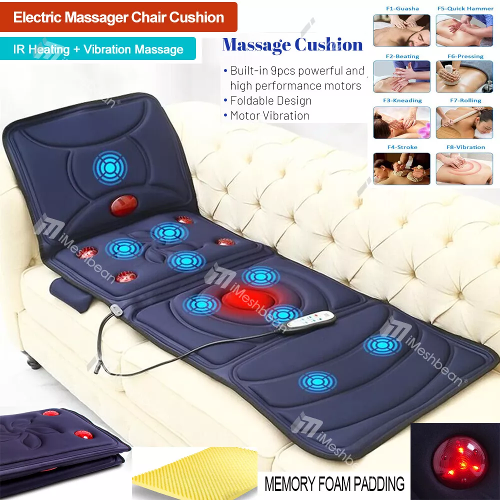 Full Body Memory Foam Massage Mat Pad 6 Therapy Heating pad,10 Vibration  Motors