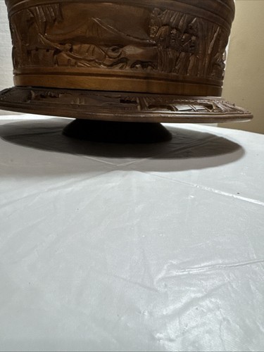Vintage Hand Carved Wooden Cake Cover with Working Lazy Susan, Stunning Find - Picture 6 of 10