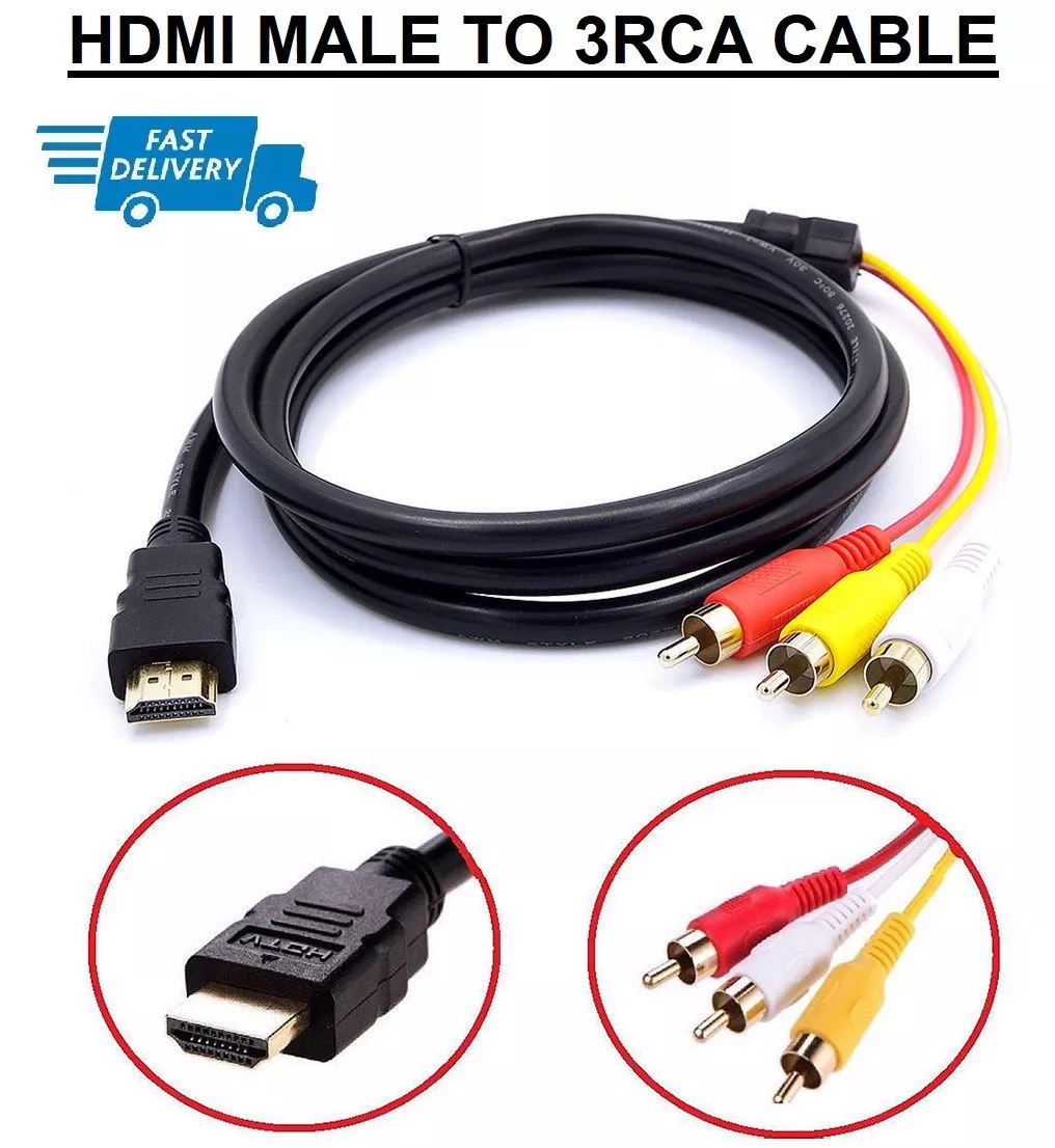 Sow Håbefuld mølle HDMI to 3 RCA Phono Red White Yellow Cable AV Audio Video Lead Universal  1.5M UK | eBay