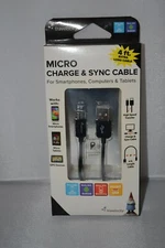 Micro Charge & Sync Cable 4ft. Long Cord - Travelocity Brand - NEW