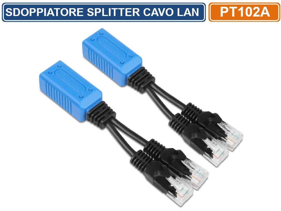 COPPIA ADATTATORE SDOPPIATORE PER CONNESSIONI IP NETWORK LAN RJ45 - Immagine 2 di 4