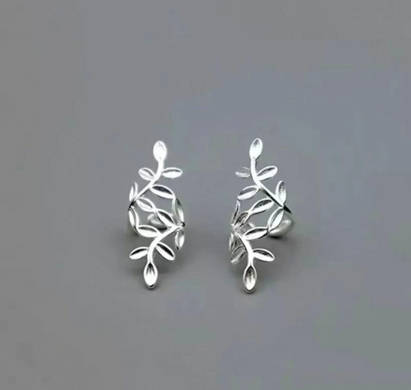 Ohrklemme Blatt Sterlingsilber 925 Damen 1 Ohrring  Clip ohne Loch - Bild 2 von 4