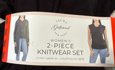 Jachs Girlfriend 2 PC Black Medium Knitwear Set Cardigan & Sleeveless Vest Top