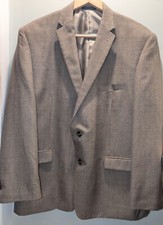 CHAPS Ralph Lauren Mens Blazer 48R Beige Blue Glen Plaid Sport Coat Jacket