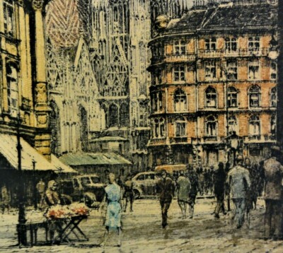 Robert KASIMIR (1914-2002) signiert TOP-Farb-Radierung: WIEN GRABEN, STEFANS-DOM