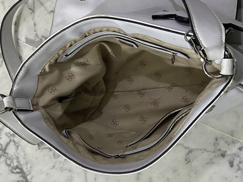 Guess Bradyn Crossbody Women White Flap Shoulder Bag Leather 11180509Snap Zipper - Picture 22 of 23
