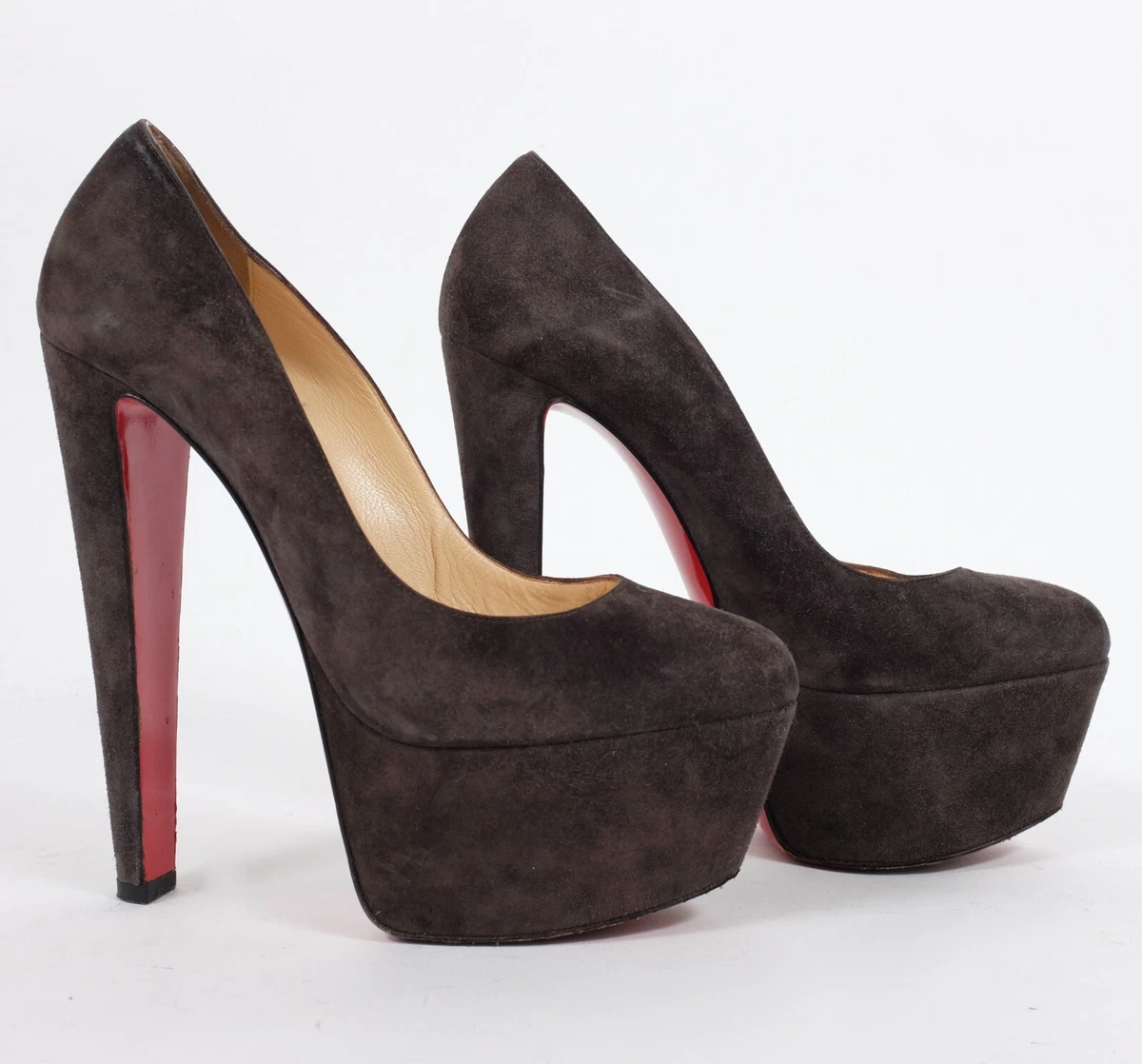 Christian Louboutin 38.5 US 8.5 greige suede Alta Vicky Pumps High Heel platform
