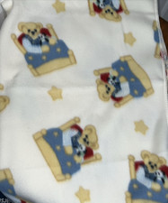 Blue Jean Teddy Bear Fleece Baby Blanket by Spring Industries 27x40