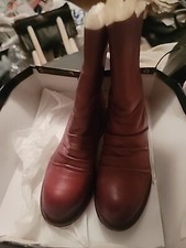 Naya Rook Boots Burgundy Leather Full Faux Fur Lined Mid Calf Back Zip Women 11M