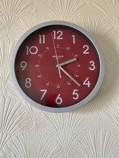 Mayfair & Co. Red Wall Clock – Modern Decor Silver & Red 30cm