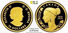 2019 GOLD CANADA $10 QUEEN VICTORIA 200TH ANNIV. 1/4 OZ COIN PCG PROOF 70 DCAMEO 5800.00 per troy oz