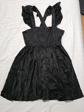 Forever 21  - Women's Black Cross Strap Velvet Ruffle Mini Dress Size MEDIUM