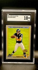 Drew Brees 2001 Topps Collection #328 RC SGC 10 HOF ROOKIE FOOTBALL CARD!. rookie card picture