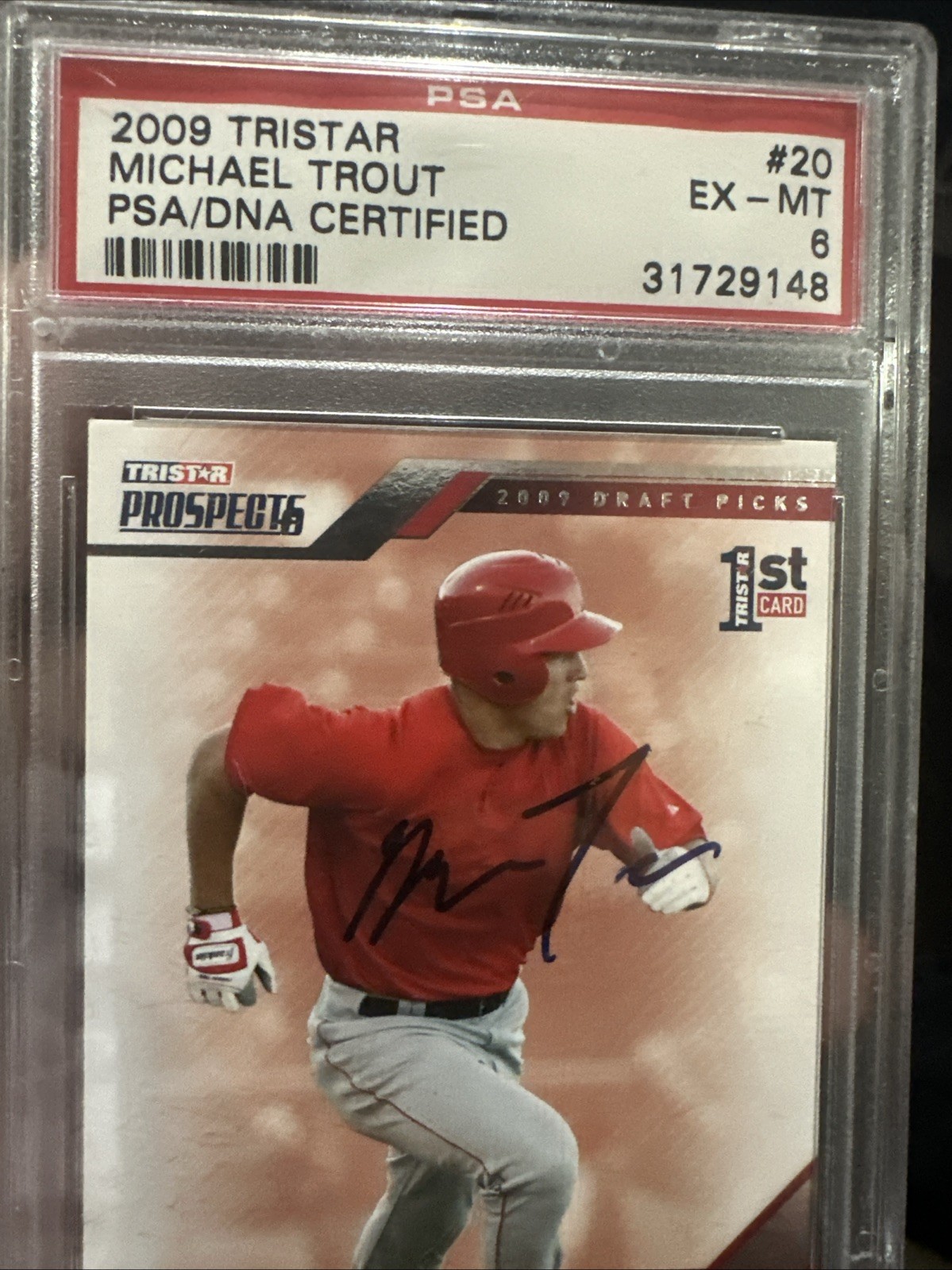 Mike Trout 2009 Tristar Prospects Plus Auto #20 RC PSA/DNA 6 Certified Autograph view 3