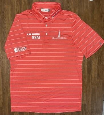 KJUS Golf Polo Zach Johnson PGA Tour Issued Shirt RSM NetJets Sponsors Size S