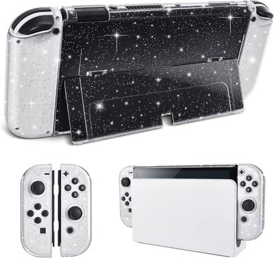 RDFJ Full Cover for Switch OLED NS Clear Case for OLED Main Unit + Joy-Con Full