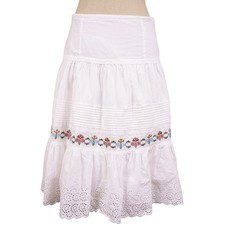 4 RALPH LAUREN POLO JEANS CO White Cotton Embroidered Eyelet VINTAGE BOHO SKIRT