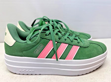 ADIDAS VL Court Bold Beloved Green  PInk Suede Womens 6.5 Sneakers Shoes
