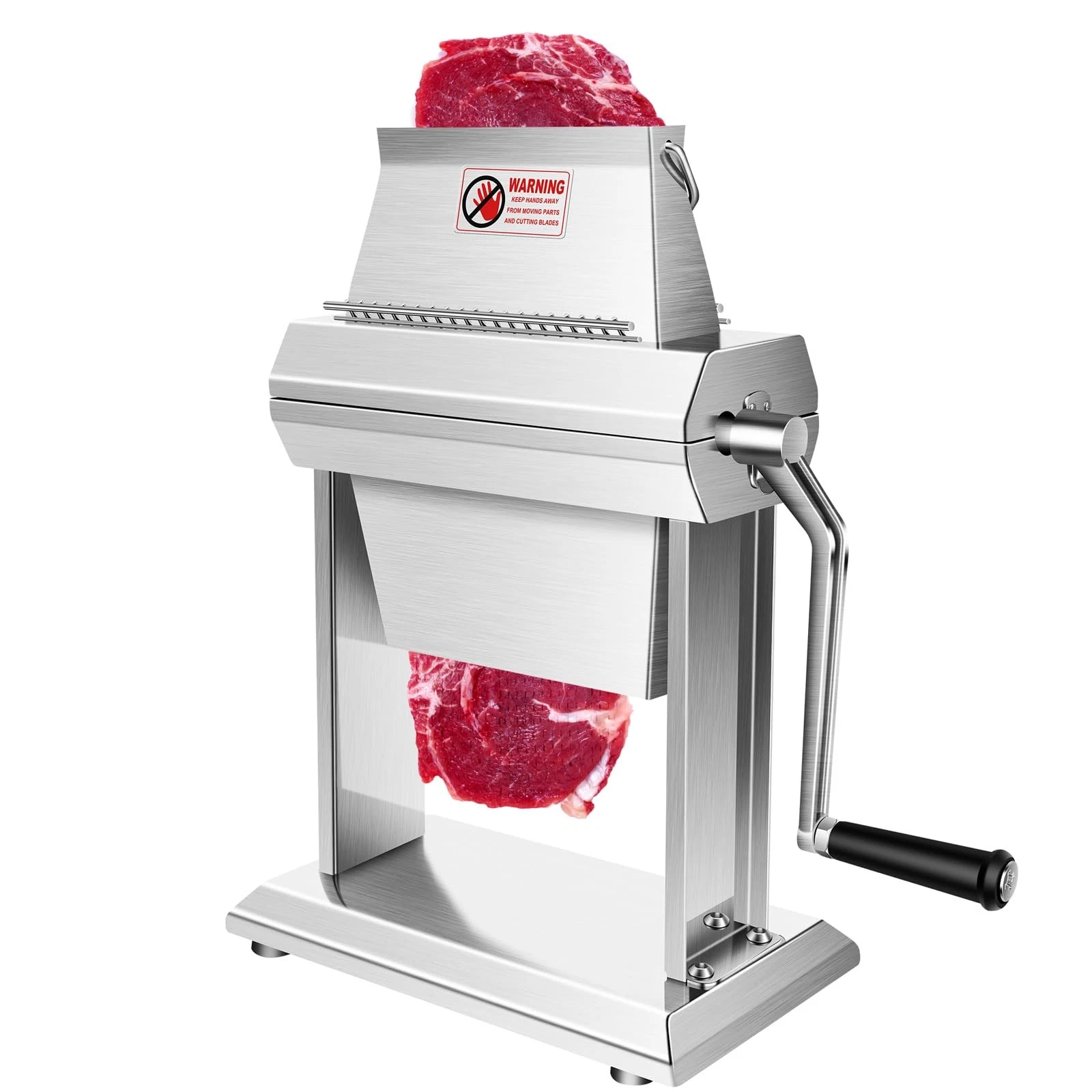 Meat Tenderizer Machine Manual Hand Crank 40 Sharp Blades 7" Wide Feed