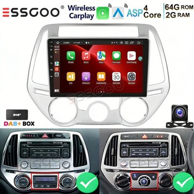 DAB+ Für Hyundai i20 PB 2012-2014 Android 15 Autoradio 64GB Carplay GPS NAVI KAM