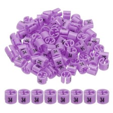 100 Pcs Clothes Hanger Marker Number 34 Tag 3mm Rod Garment Size Tag Purple Pink