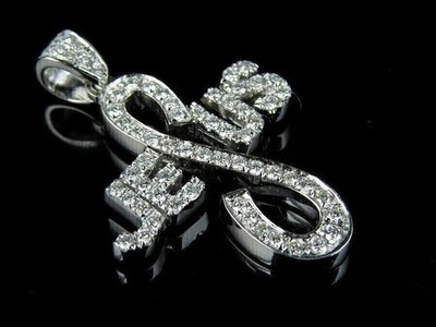 14K White Gold Plated Men's Custom Name Pendant 2.20 Ct Round Simulated Diamond
