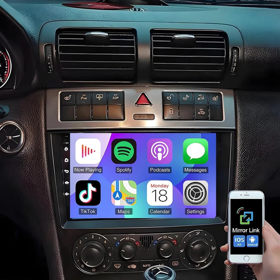 Radio estéreo de coche Carplay 4+64 GB para Mercedes Benz Clase C W203 CLK W209 GPS NAVEGACIÓN Foto 2 de 4